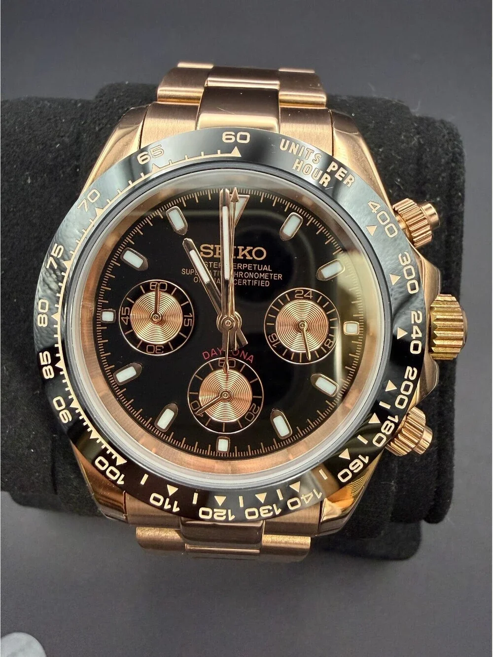 CUSTOM SEIKO DAYTONA ROSE GOLD BLACK